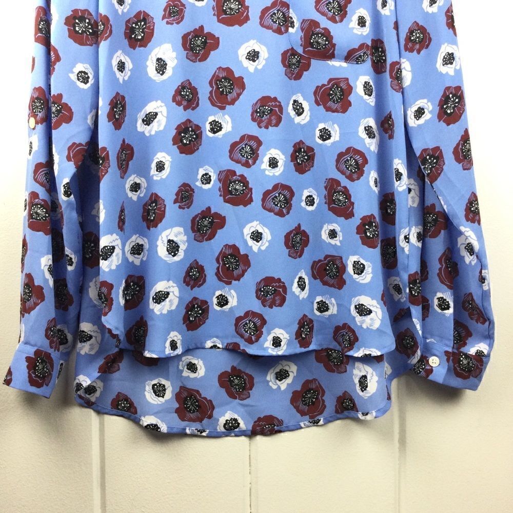 LOFT Baby Blue Floral Button Cuff Blouse - MP‎ - Picture 3 of 12